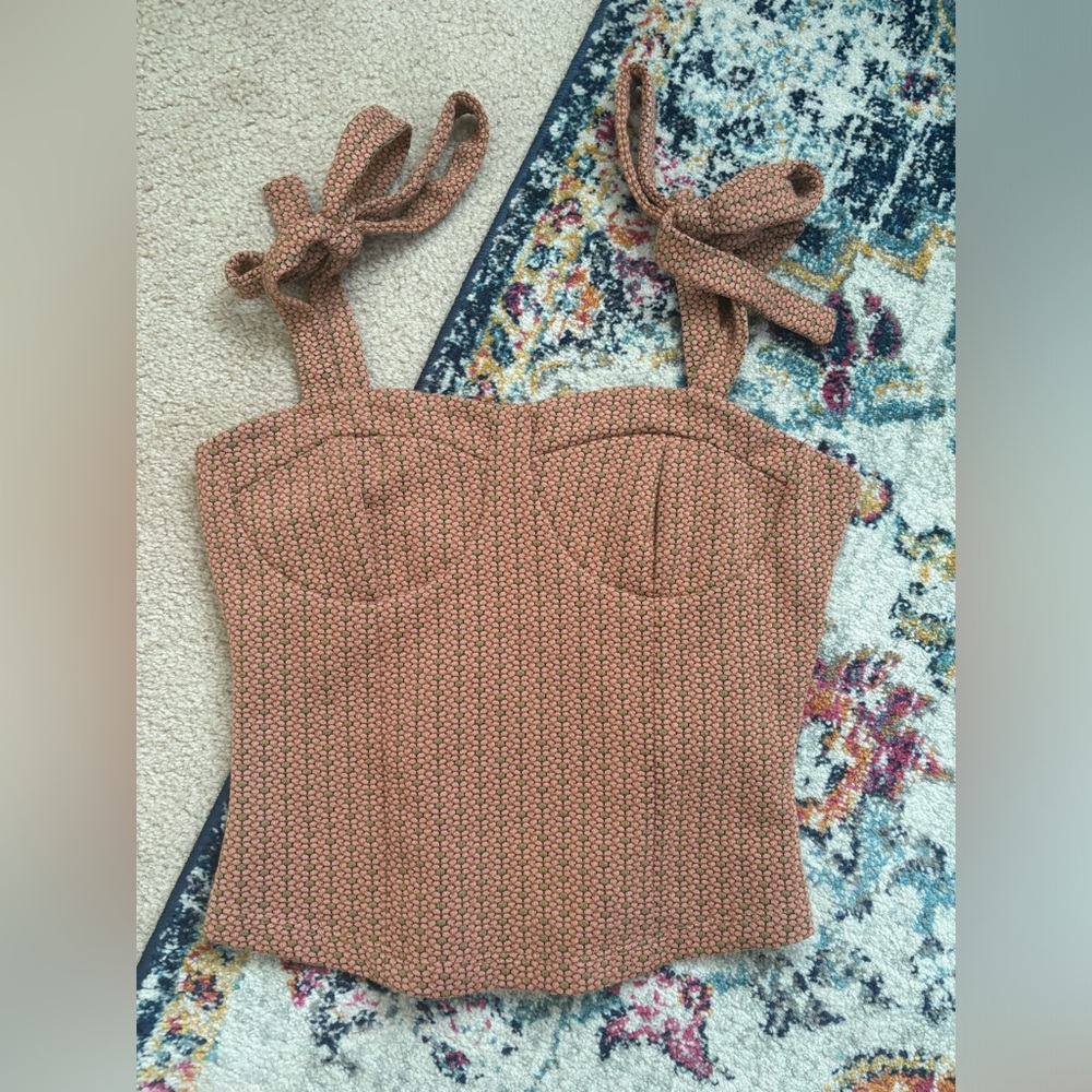 Size S Free People Knit Tanktop Tie Sleeve Floral Bustier